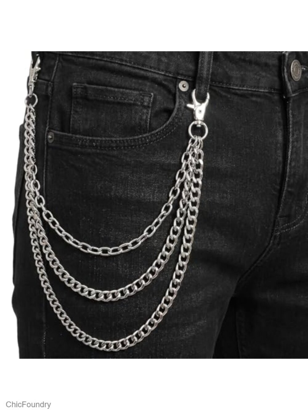 Triple Layer Pants Chain Wallet Chain Heavy Duty Alloy Streetwear